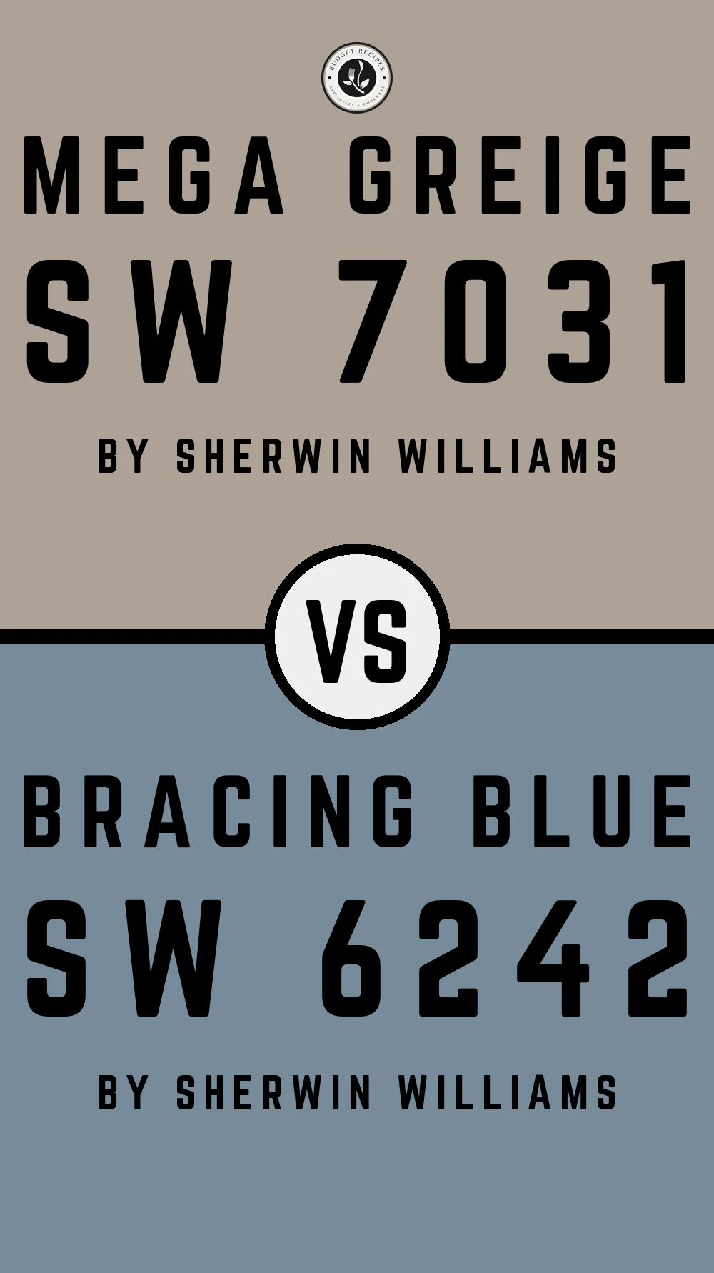 Mega Greige by Sherwin Williams SW 7031 with Bracing Blue SW 6242