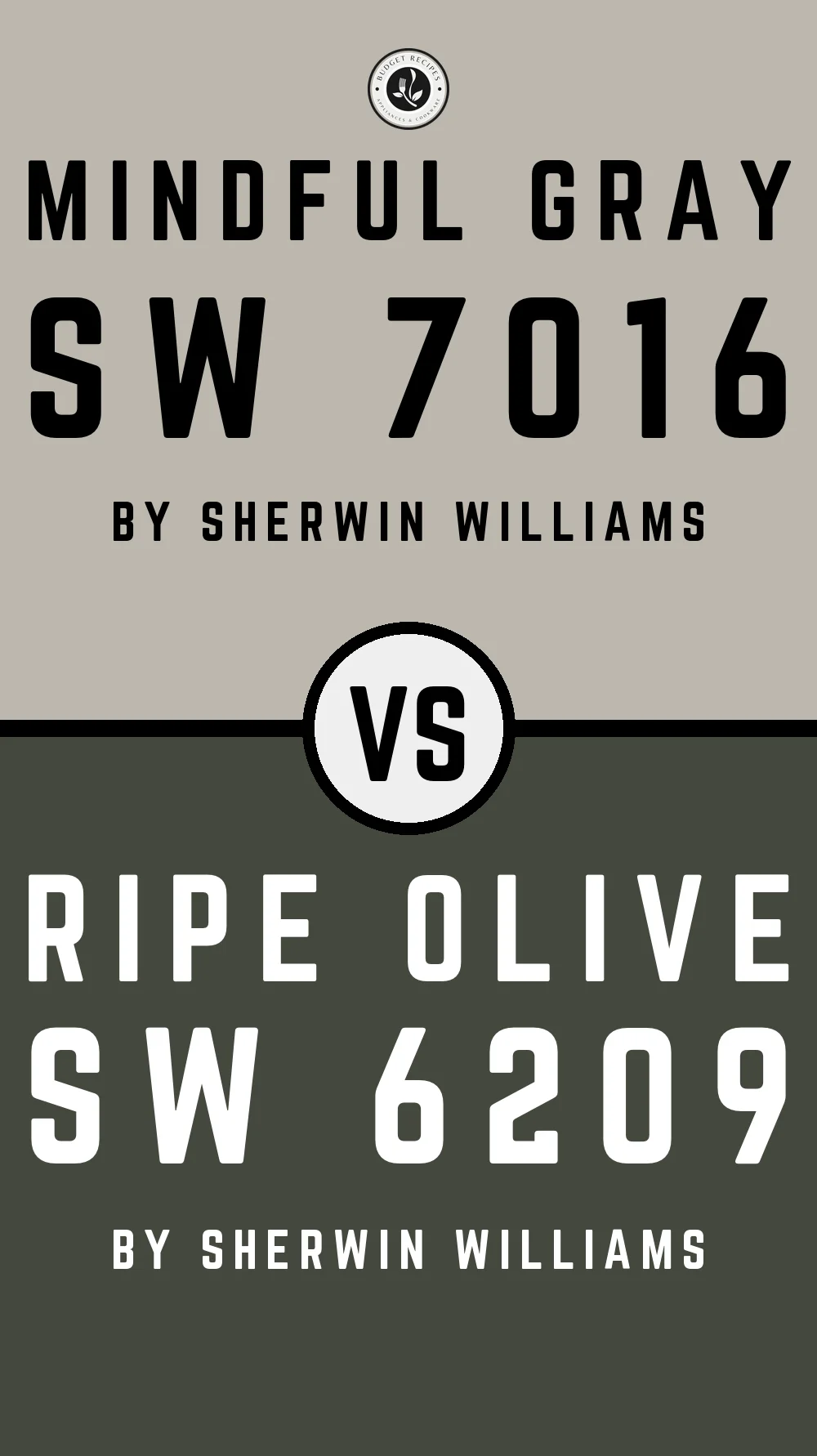 Mindful Gray by Sherwin Williams SW 7016 with Ripe Olive SW 6209