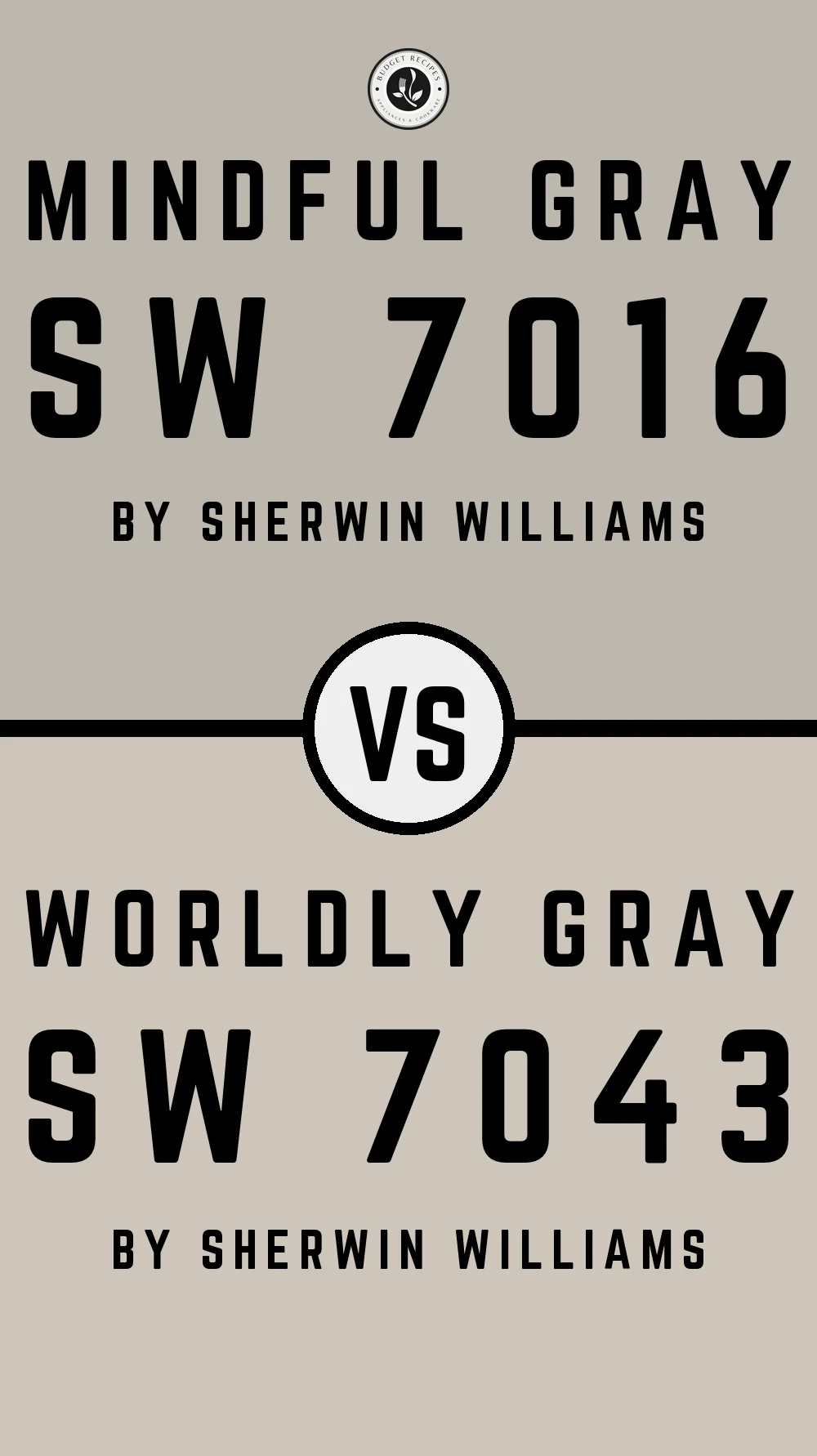 Mindful Gray by Sherwin Williams SW 7016 vs Worldly Gray SW 7043
