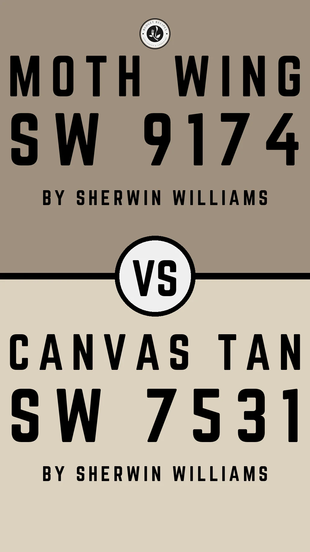 Moth Wing SW 9174 vs Canvas Tan SW 7531