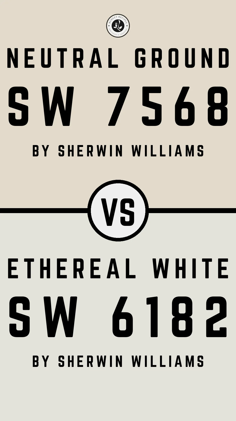 Neutral Ground by Sherwin Williams SW 7568 vs Ethereal White SW 6182