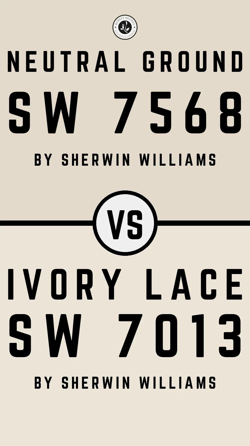 Neutral Ground by Sherwin Williams SW 7568 vs Ivory Lace SW 7013
