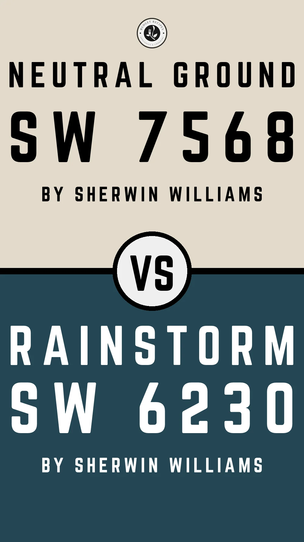 Neutral Ground by Sherwin Williams SW 7568 with Rainstorm SW 6230