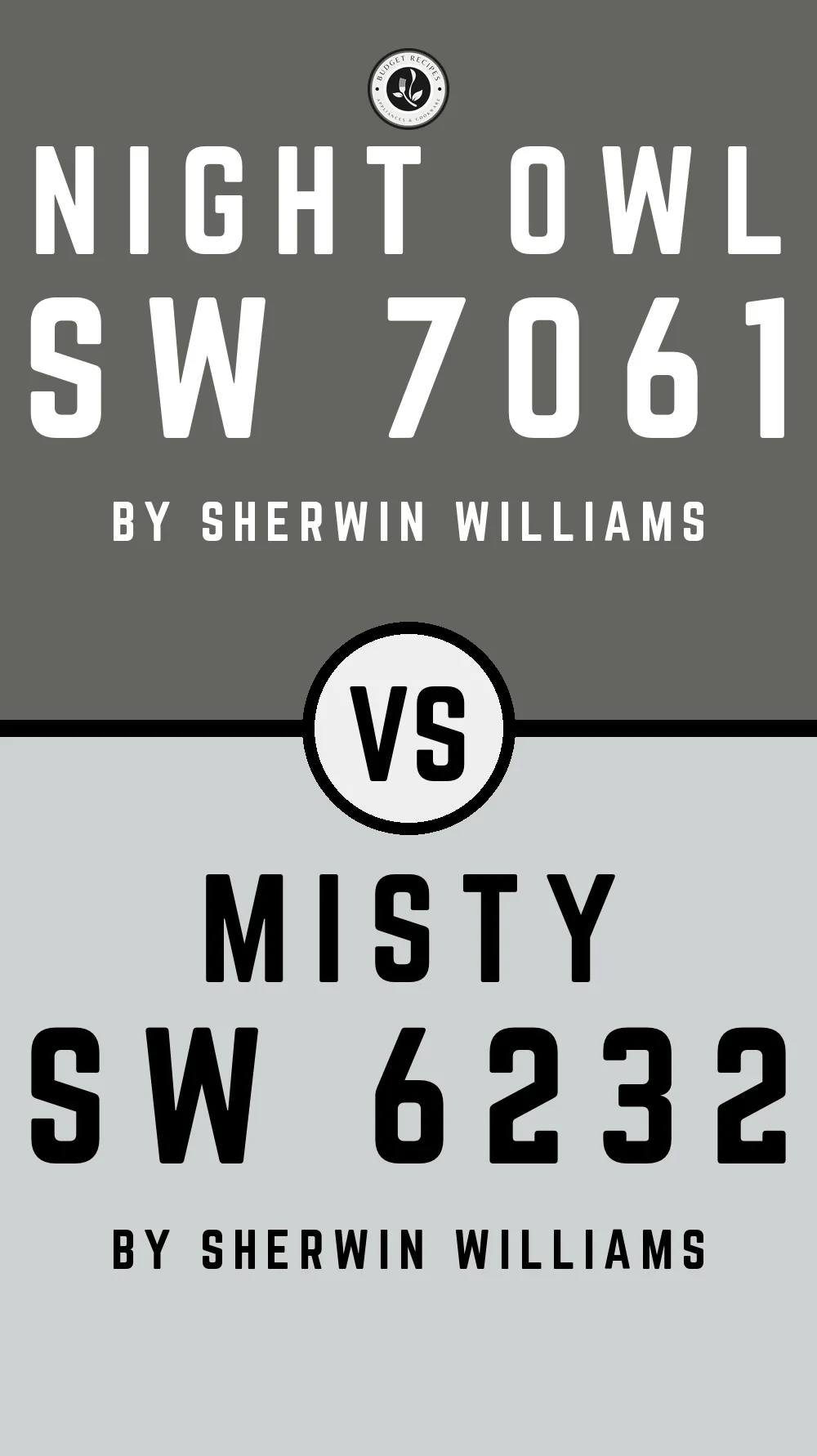 Night Owl by Sherwin Williams SW 7061 vs Misty SW 6232