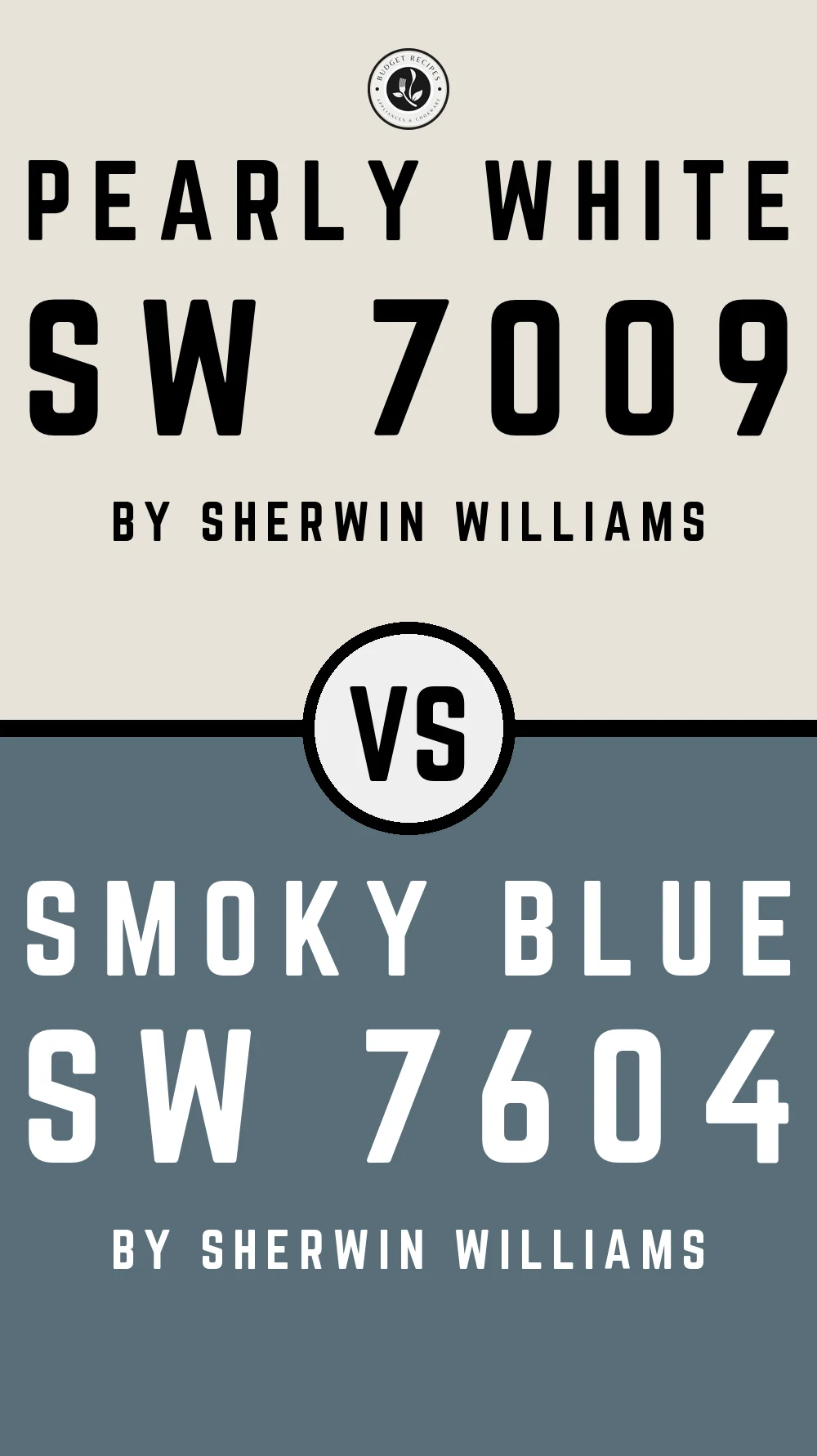 Pearly White by Sherwin Williams SW 7009 with Smoky Blue SW 7604