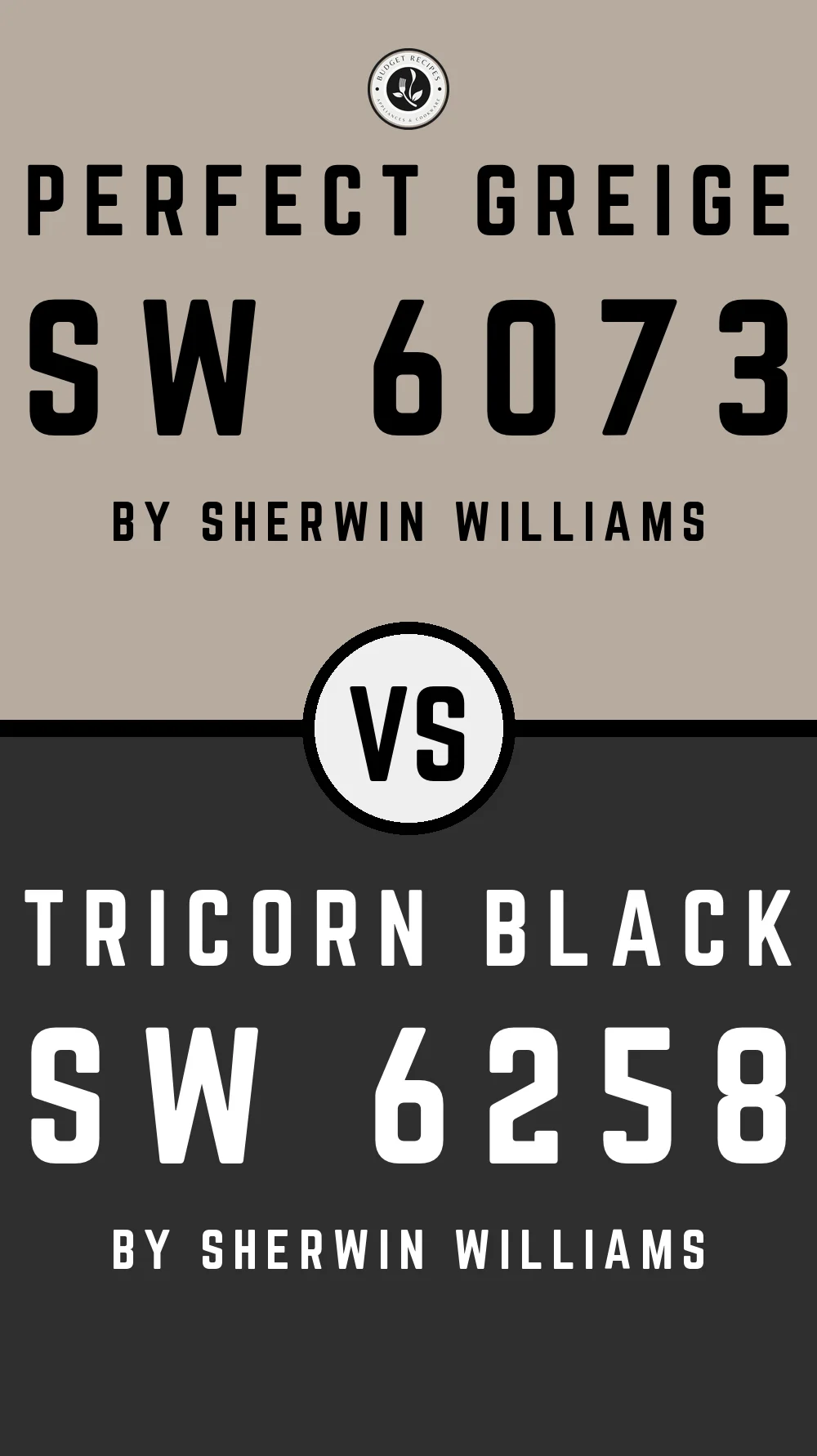 Perfect Greige by Sherwin Williams SW 6073 With Tricorn Black SW 6258