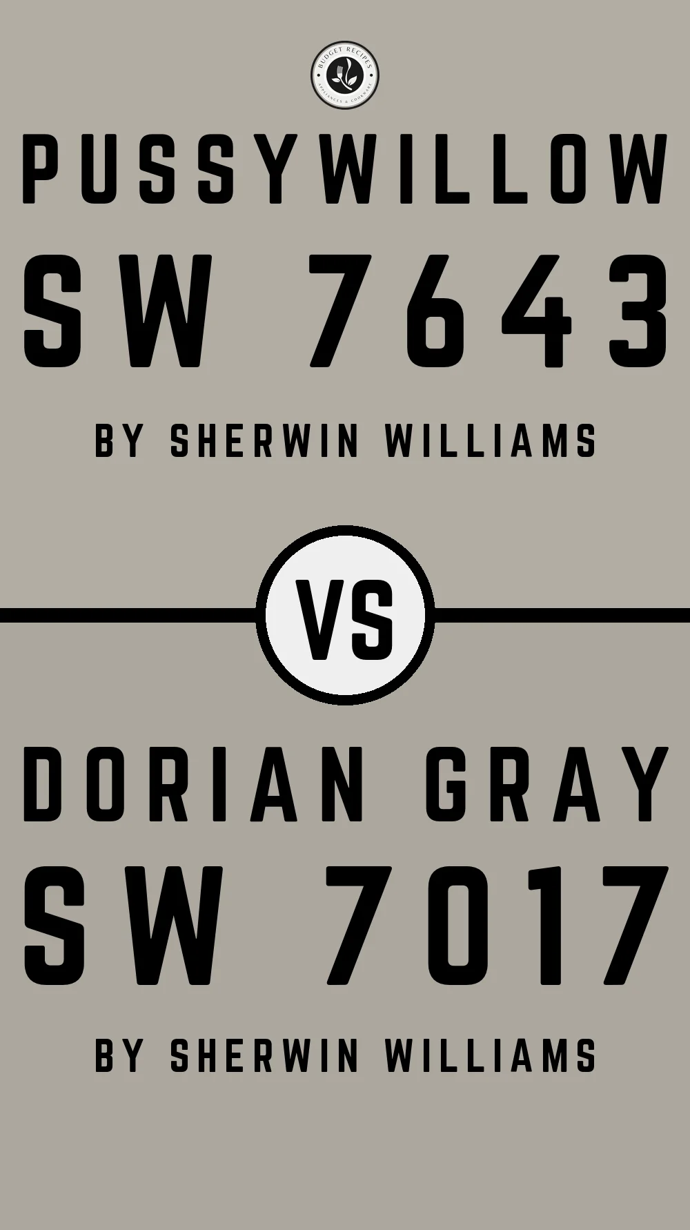 Pussywillow by Sherwin Williams SW 7643 vs Dorian Gray SW 7017