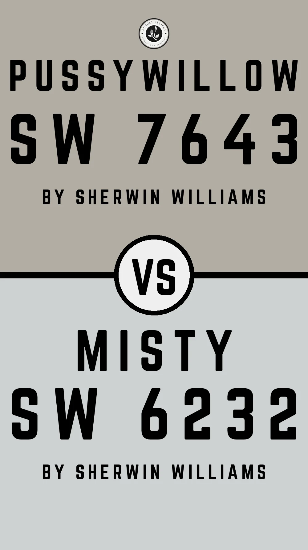 Pussywillow by Sherwin Williams SW 7643 vs Misty SW 6232