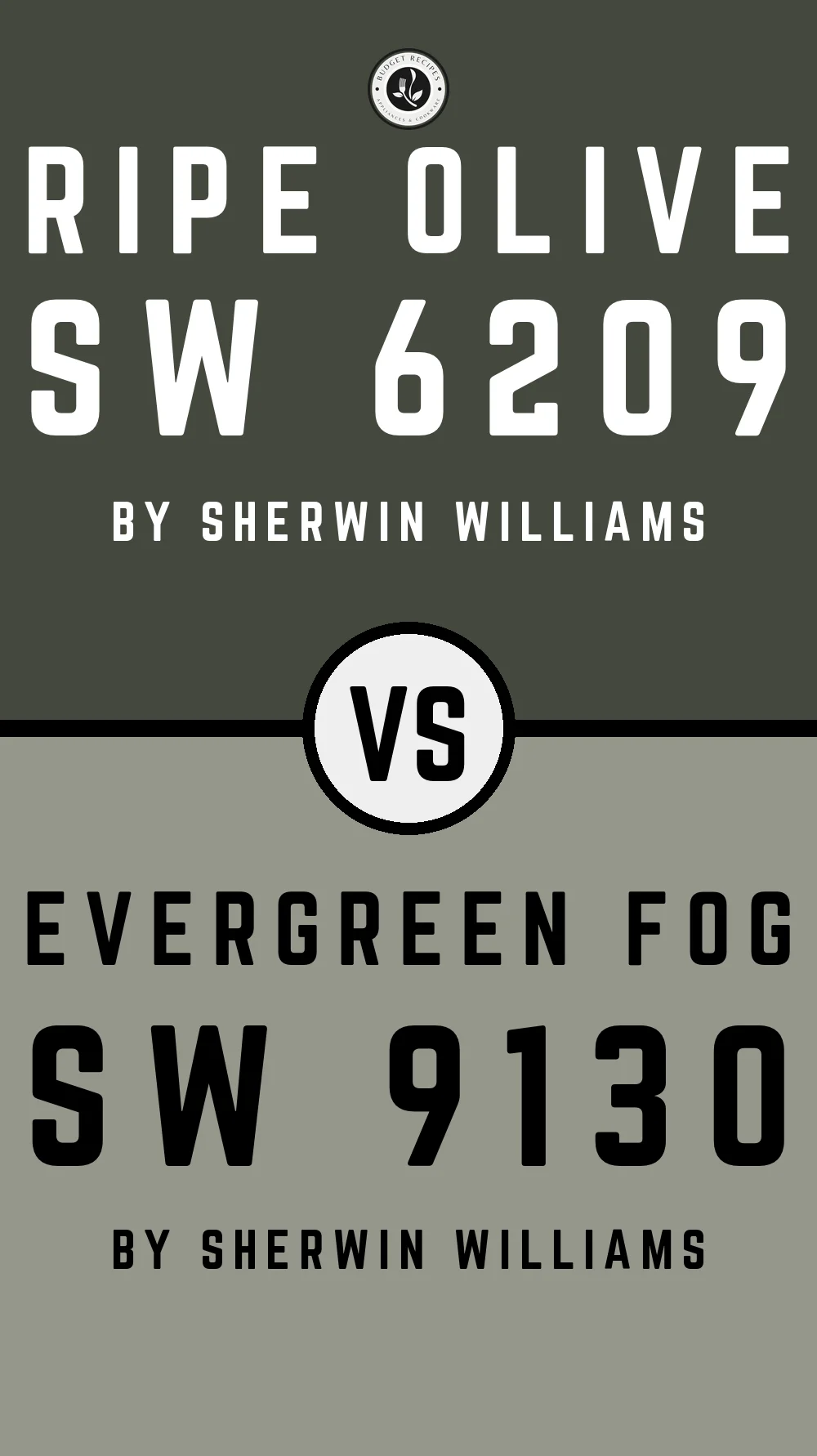Ripe Olive by Sherwin Williams SW 6209 vs Evergreen Fog SW 9130