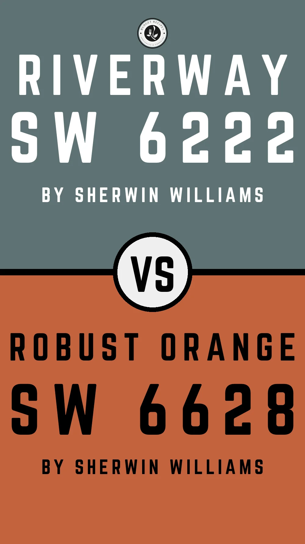 Riverway by Sherwin Williams SW 6222 with Robust Orange SW 6628