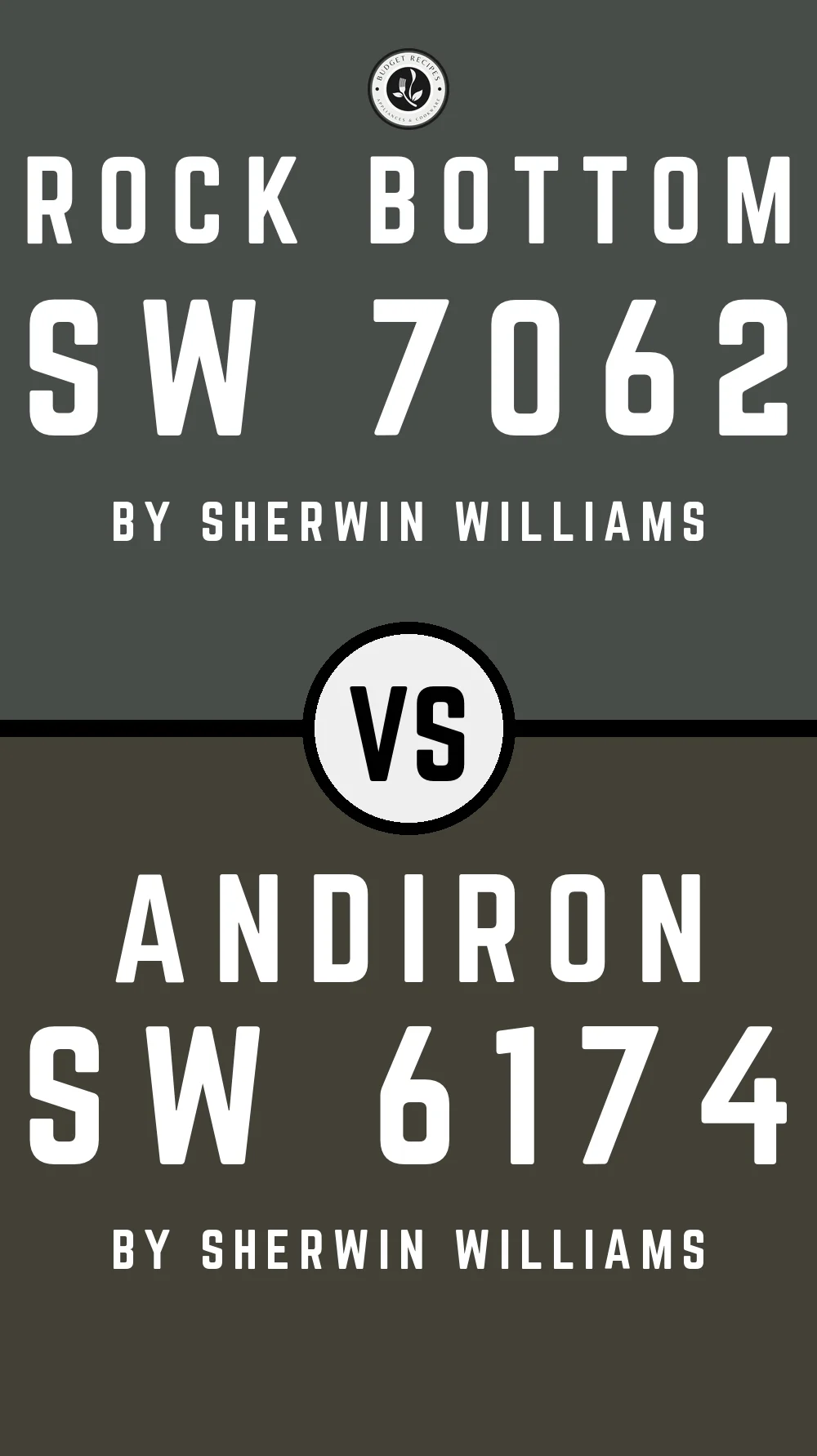 Rock Bottom by Sherwin Williams SW 7062 vs Andiron SW 6174