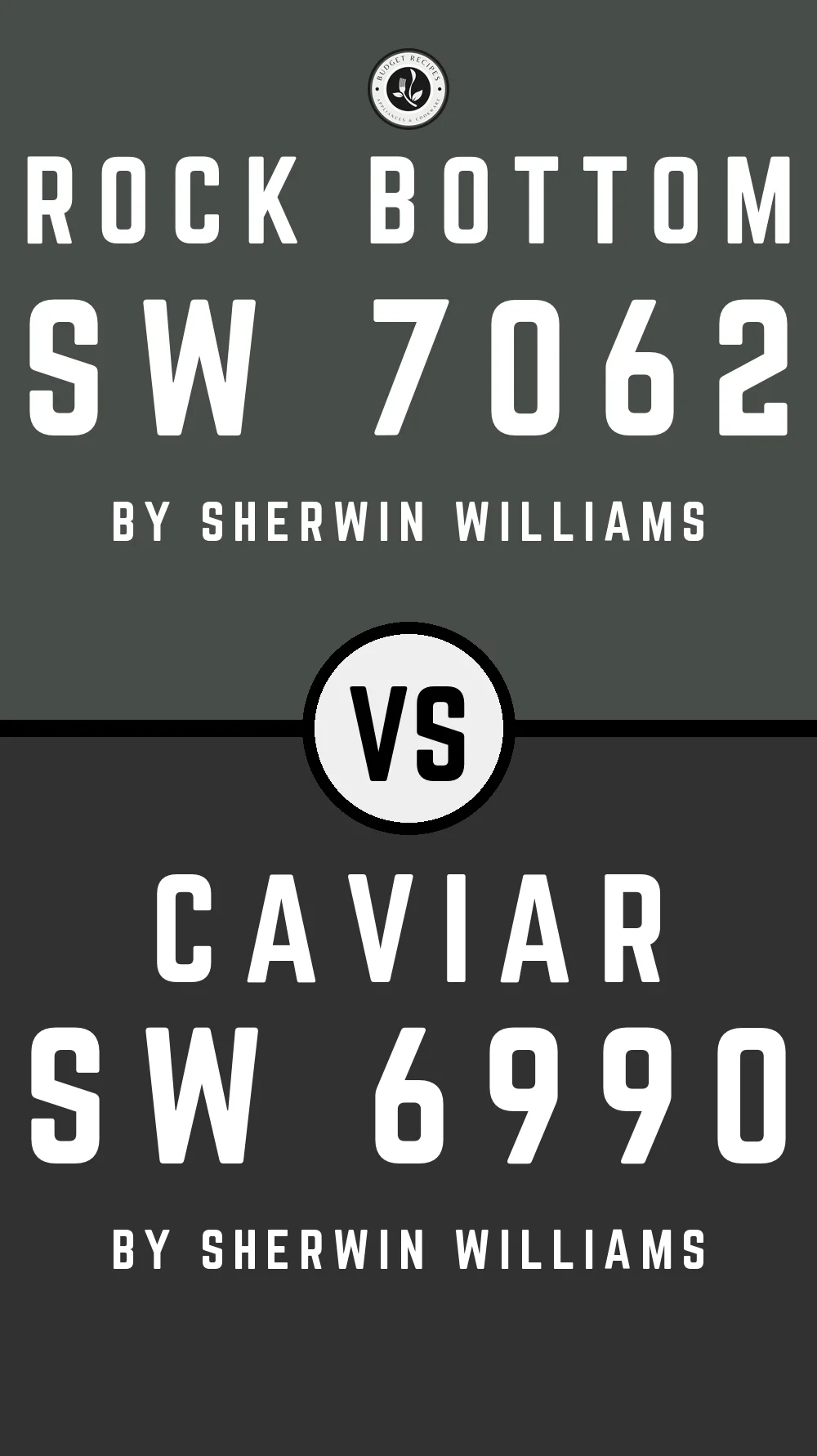 Rock Bottom by Sherwin Williams SW 7062 vs Caviar SW 6990