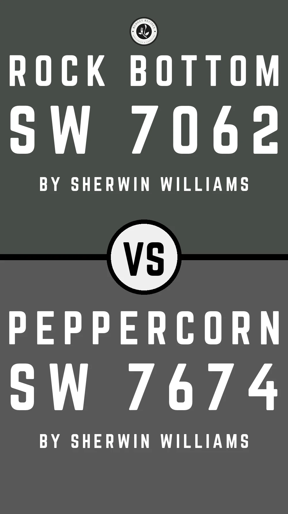 Rock Bottom by Sherwin Williams SW 7062 vs Peppercorn SW 7674