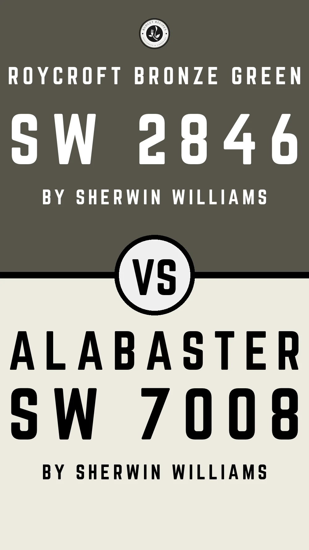 Roycroft Bronze Green SW 2846 vs Alabaster SW 7008
