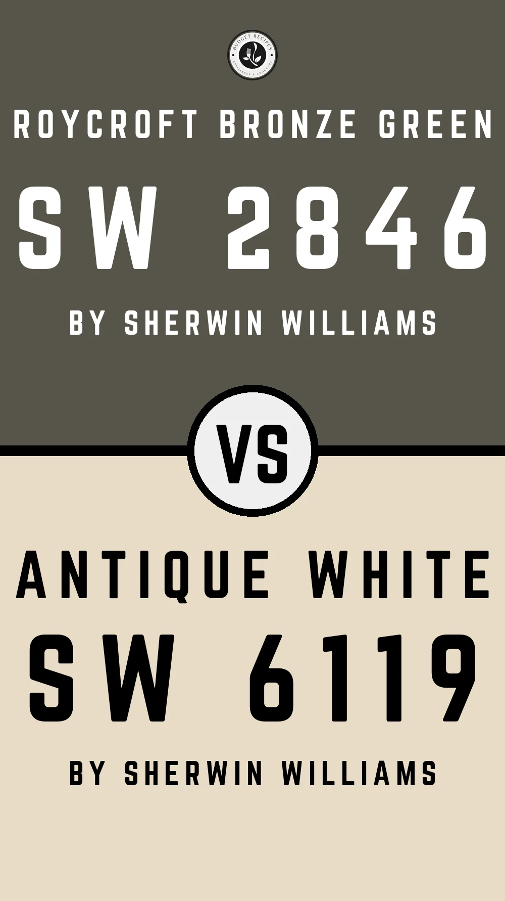 Roycroft Bronze Green SW 2846 vs Antique White SW 6119