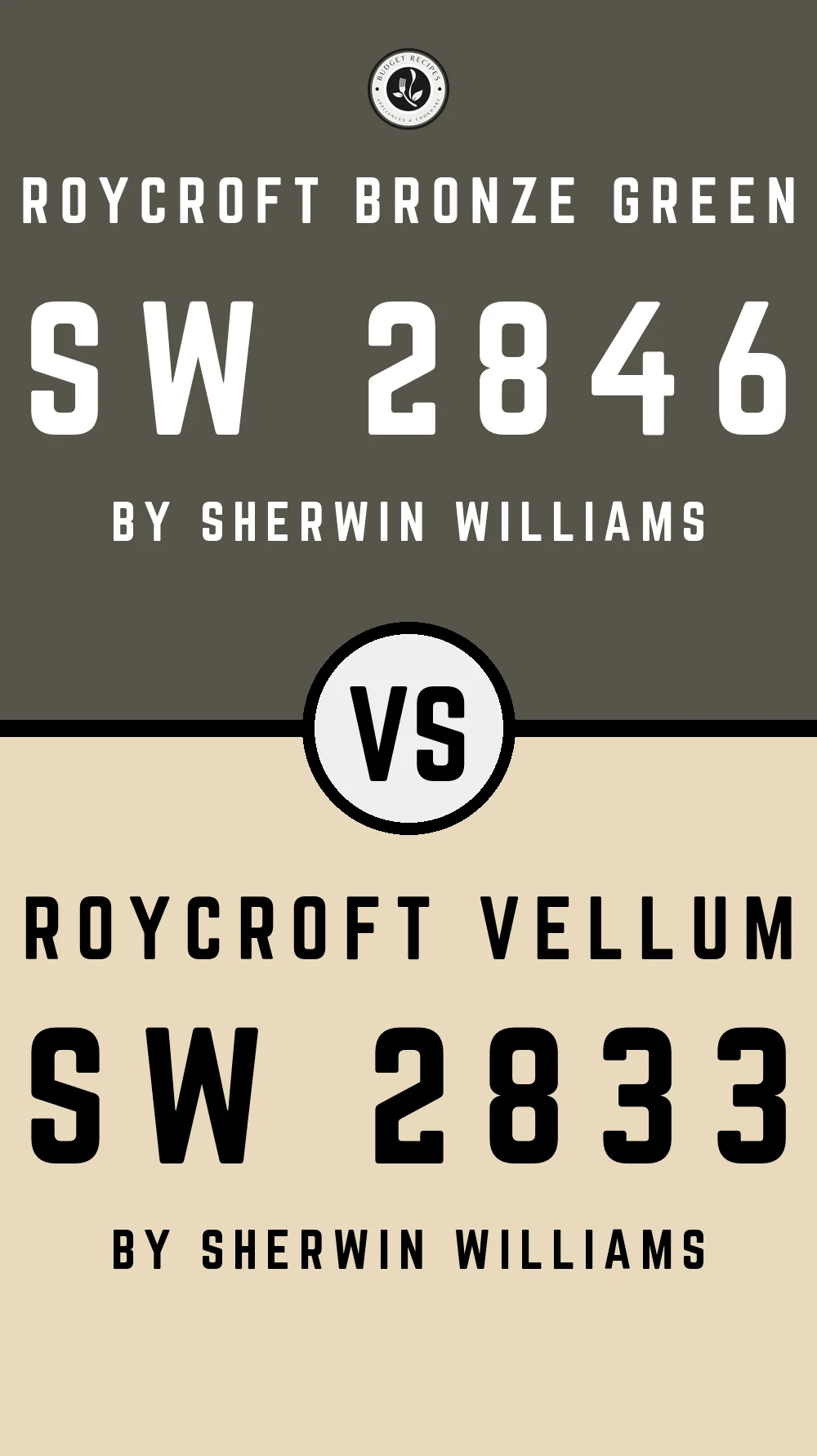 Roycroft Bronze Green SW 2846 vs Roycroft Vellum SW 2833