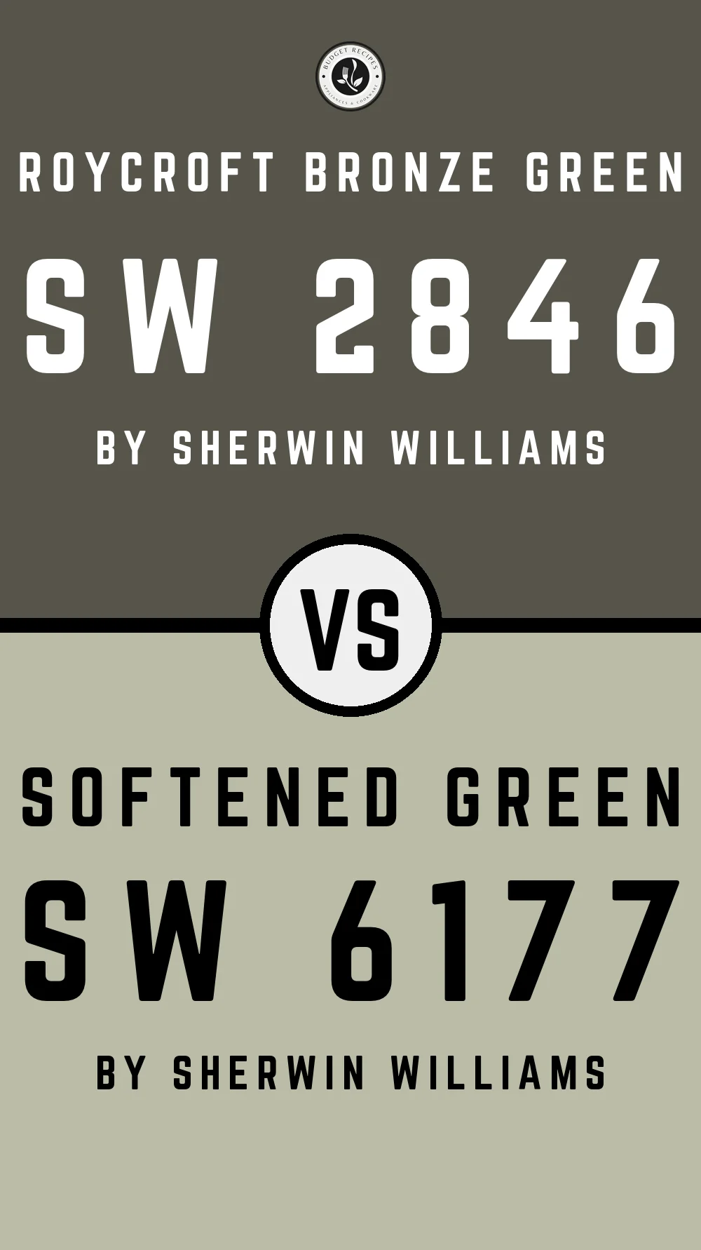 Roycroft Bronze Green by Sherwin Williams SW 2846 vs Softened Green SW 6177