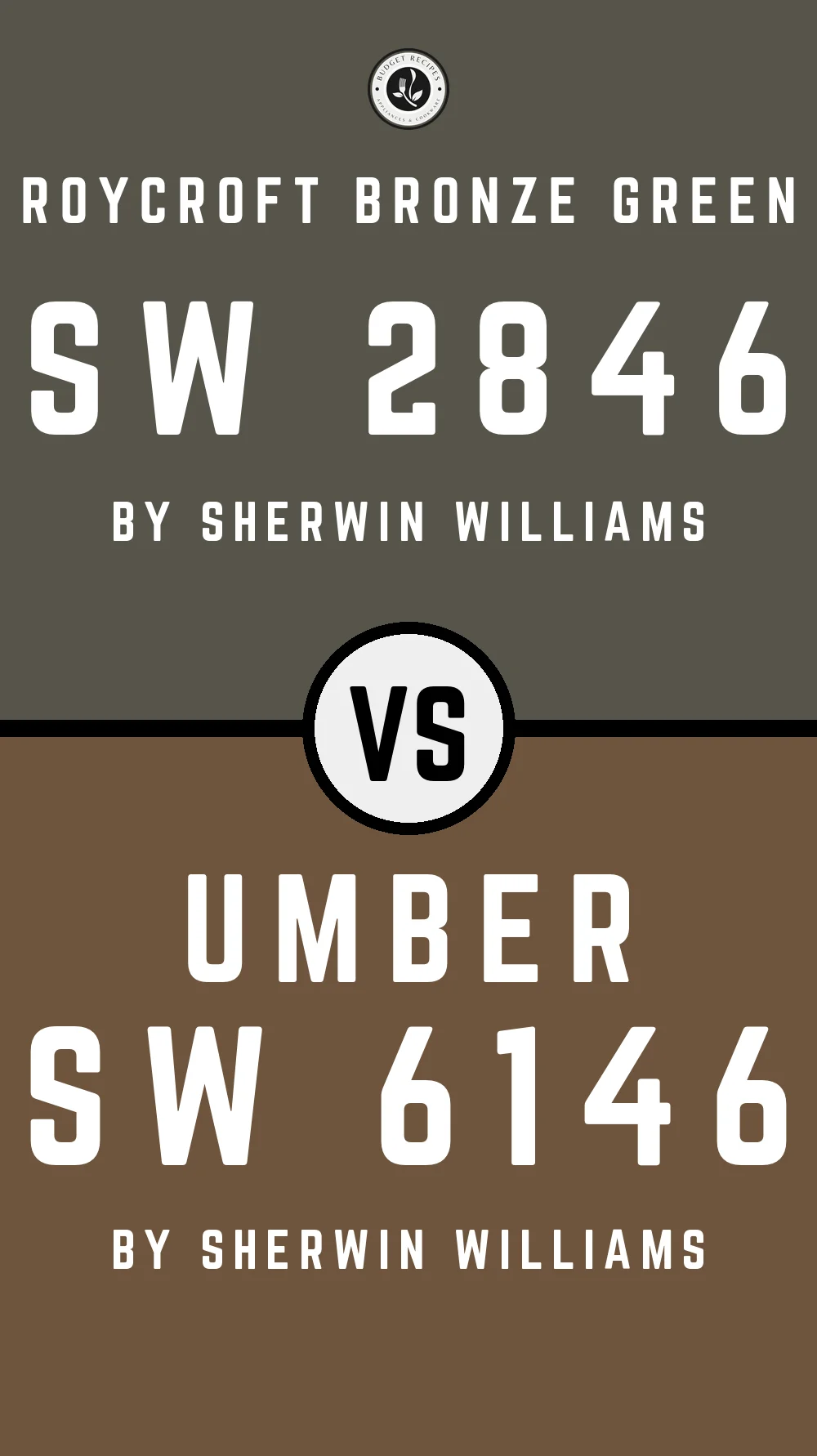 Roycroft Bronze Green by Sherwin Williams SW 2846 vs Umber SW 6146