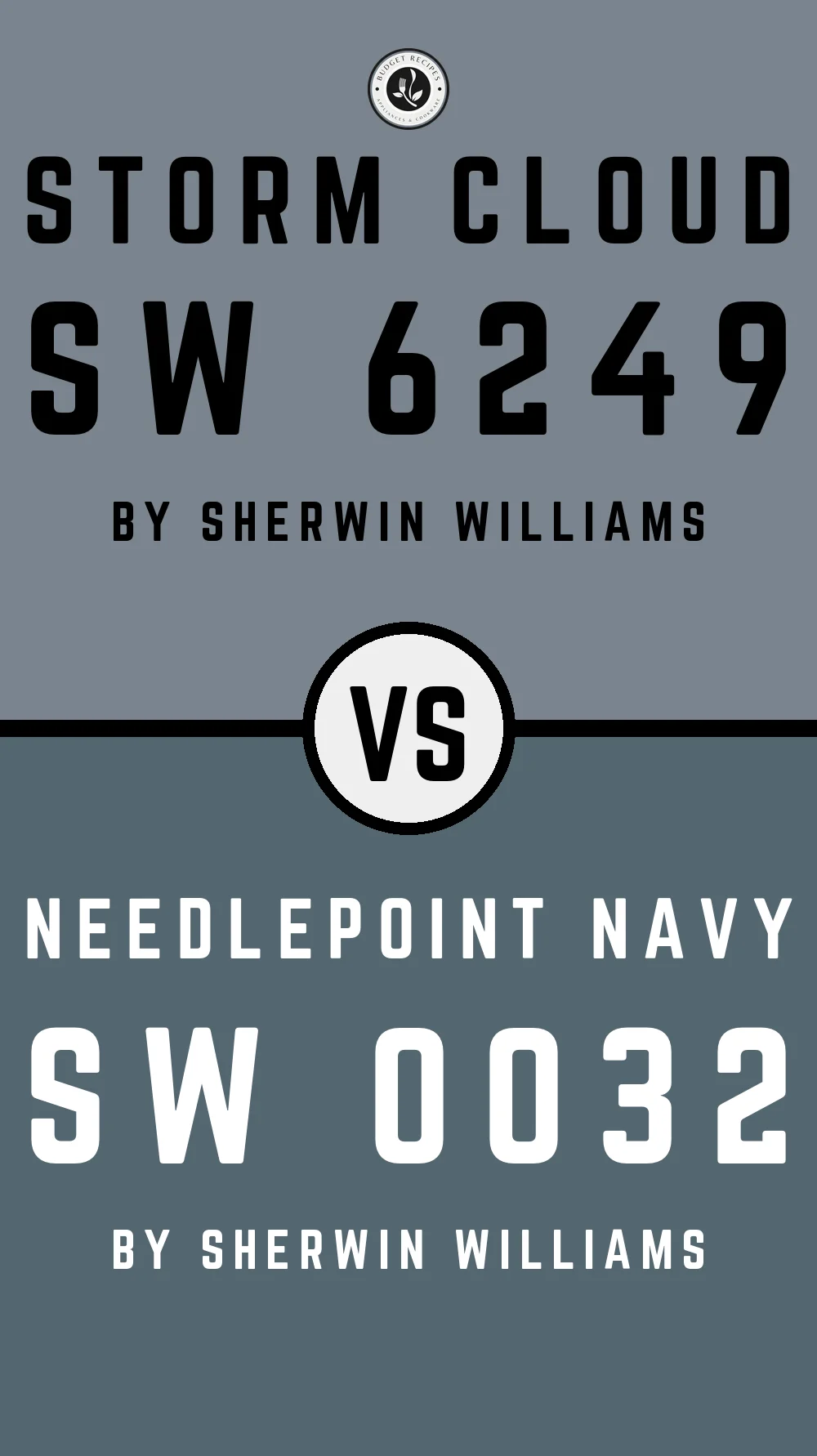Storm Cloud by Sherwin Williams SW 6249 vs Needlepoint Navy SW 0032
