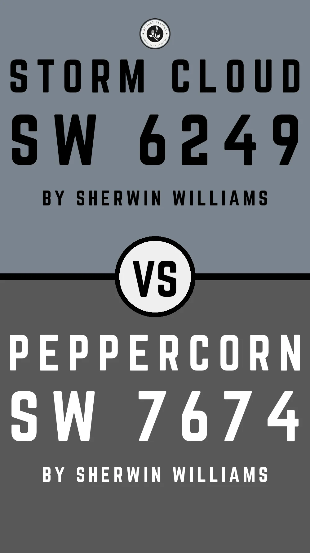 Storm Cloud SW 6249 vs Peppercorn SW 7674