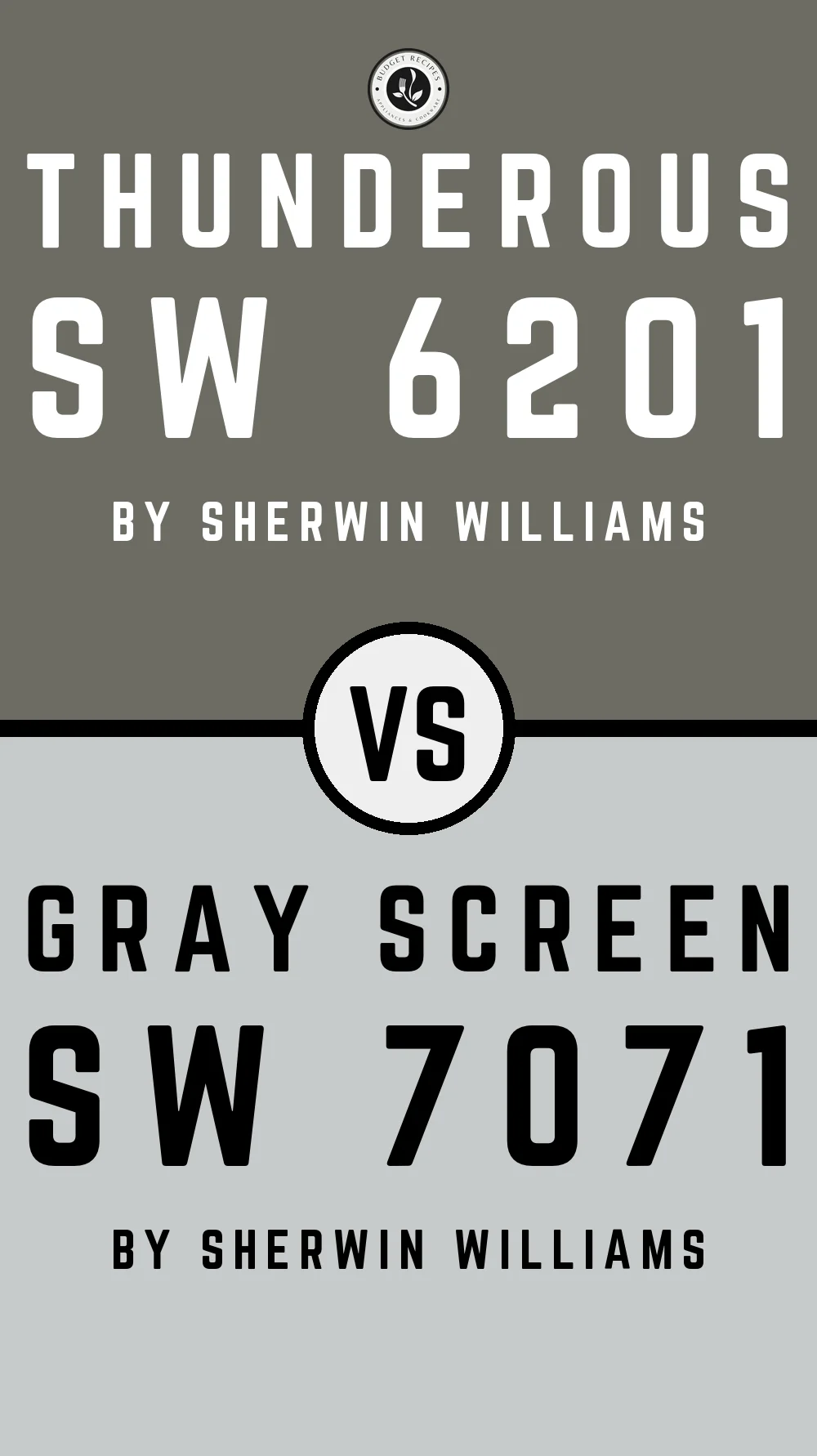 Thunderous by Sherwin Williams SW 6201 vs Gray Screen SW 7071