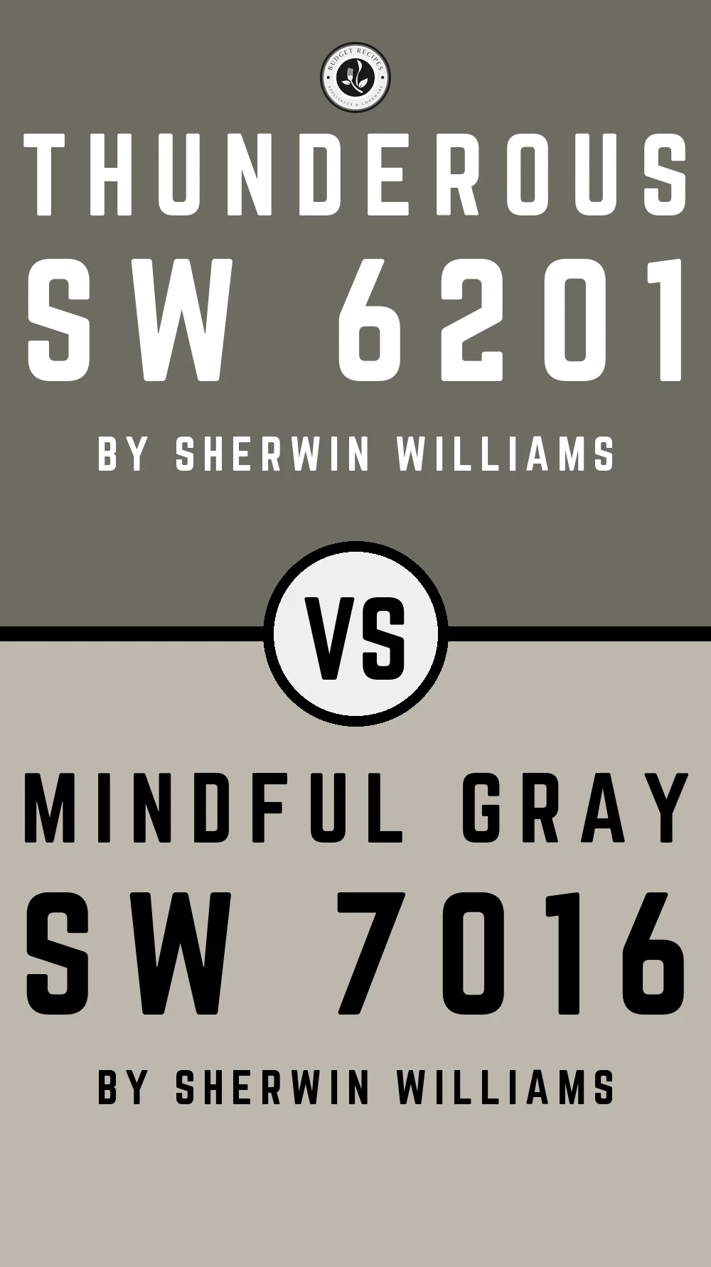 Thunderous by Sherwin Williams SW 6201 vs Mindful Gray SW 7016