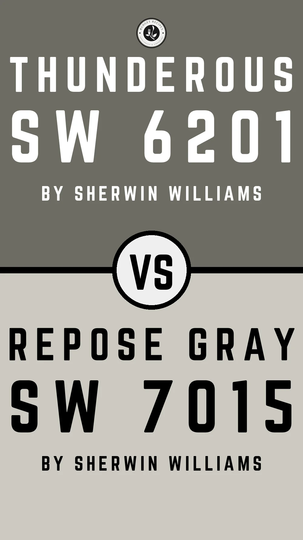 Thunderous by Sherwin Williams SW 6201 vs Repose Gray SW 7015