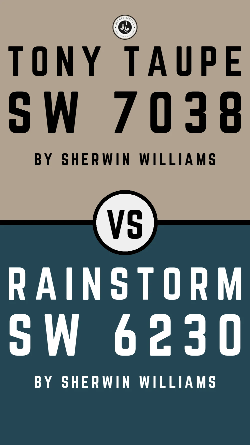 Tony Taupe by Sherwin Williams SW 7038 With Rainstorm SW 6230