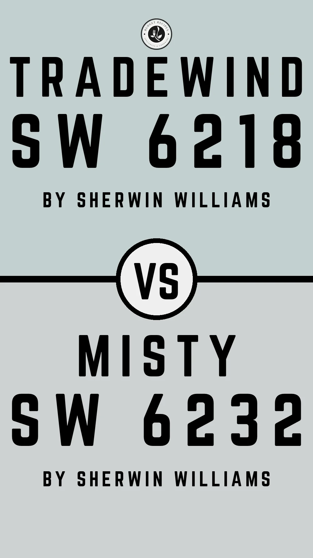Tradewind by Sherwin Williams SW 6218 vs Misty SW 6232