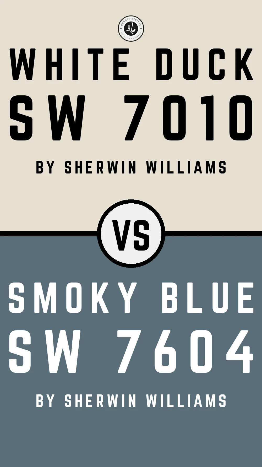 White Duck by Sherwin Williams SW 7010 with Smoky Blue SW 7604
