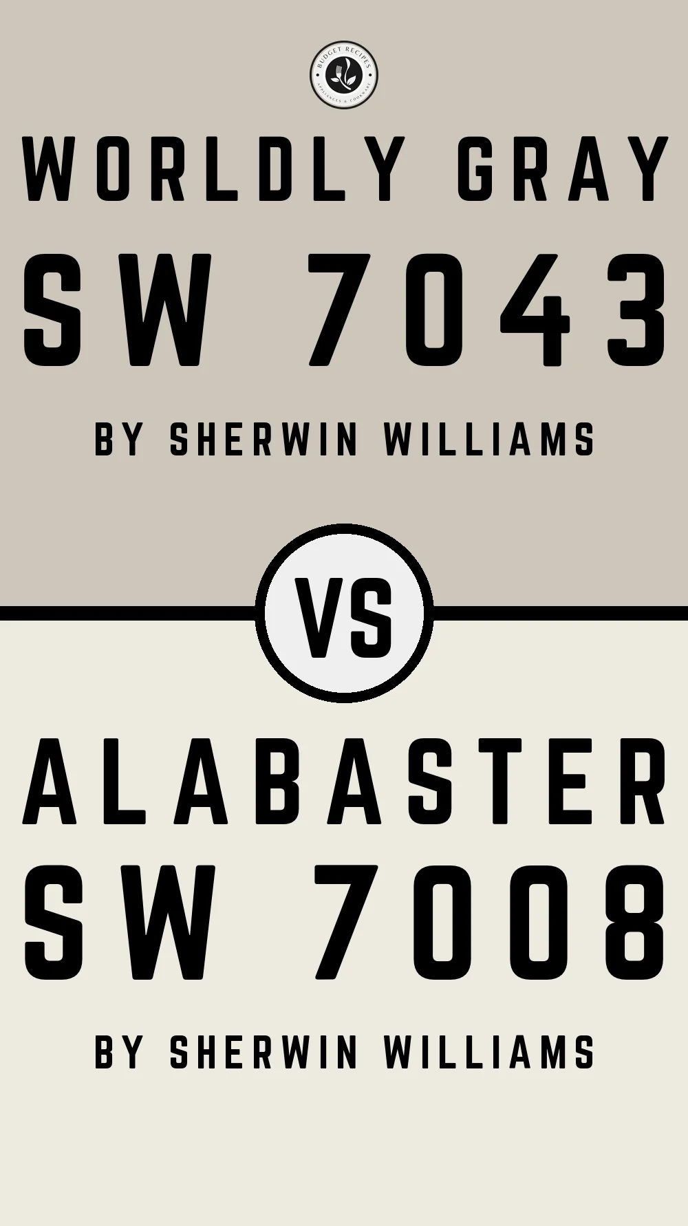 Worldly Gray SW 7043 vs Alabaster SW 7008