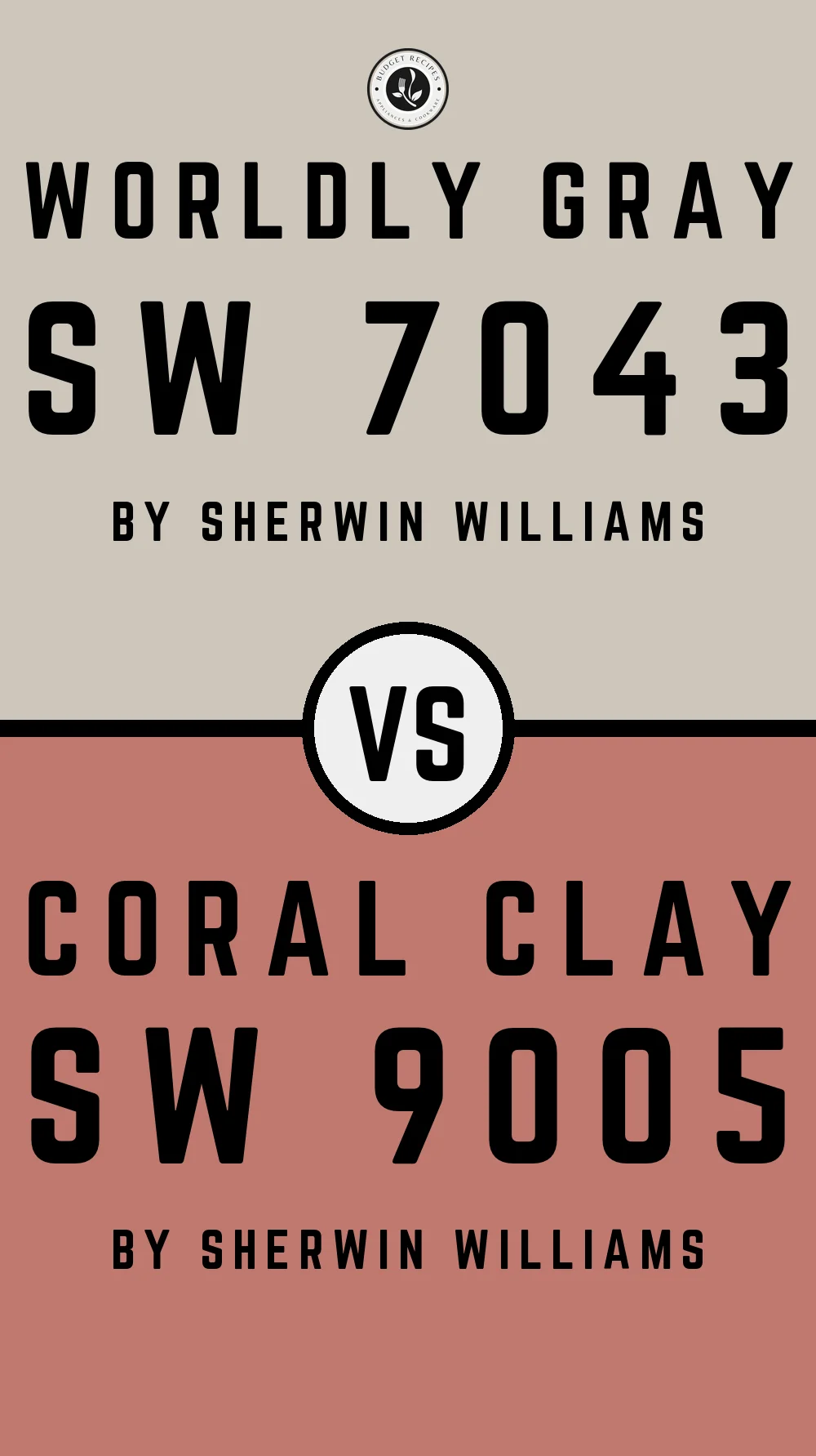 Worldly Gray by Sherwin Williams SW 7043 with Coral Clay SW 9005