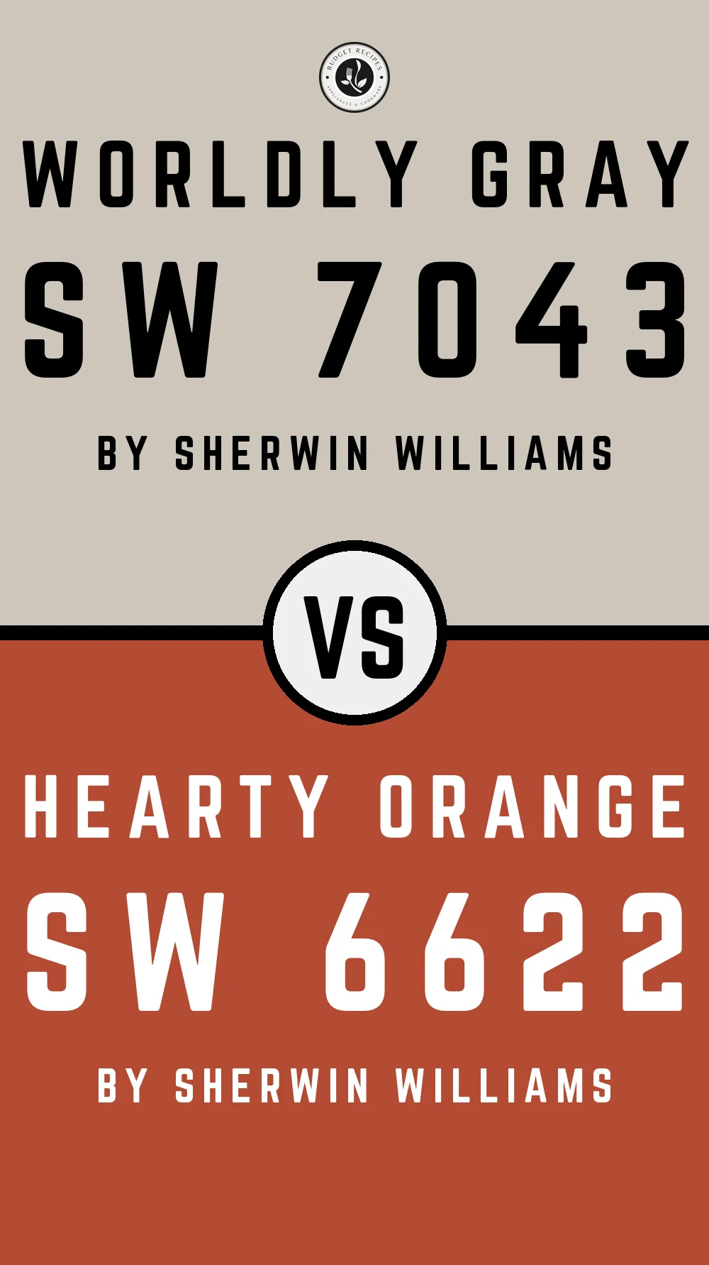 Worldly Gray by Sherwin Williams SW 7043 with Hearty Orange SW 6622