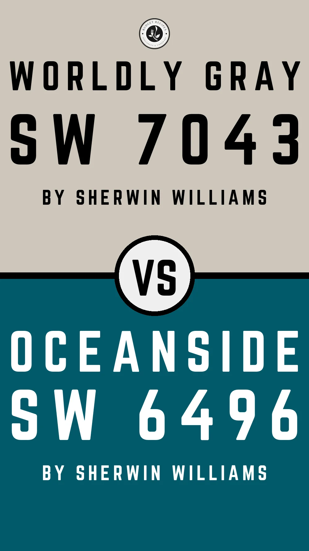 Worldly Gray by Sherwin Williams SW 7043 with Oceanside SW 6496