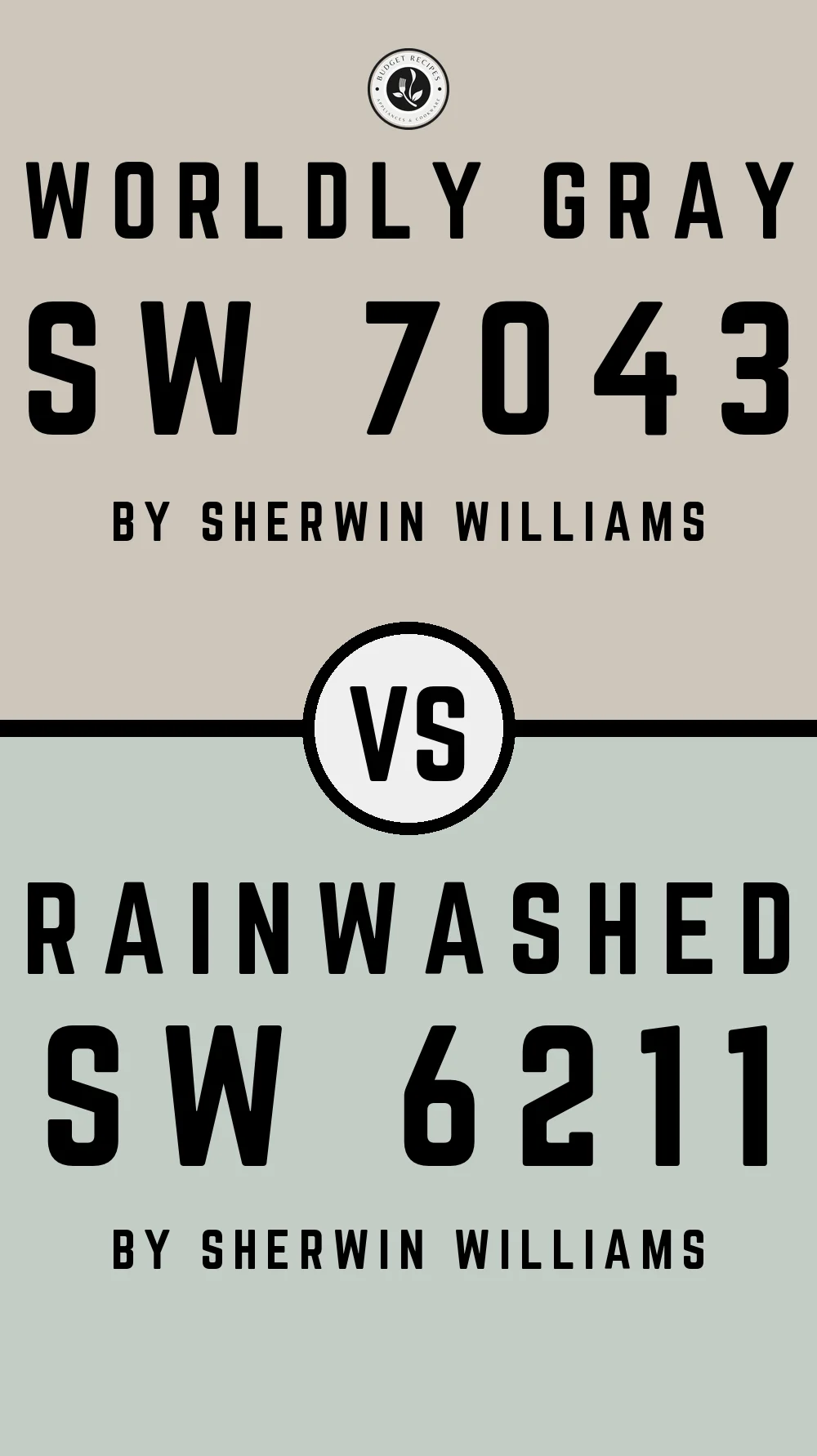 Worldly Gray by Sherwin Williams SW 7043 with Rainwashed SW 6211
