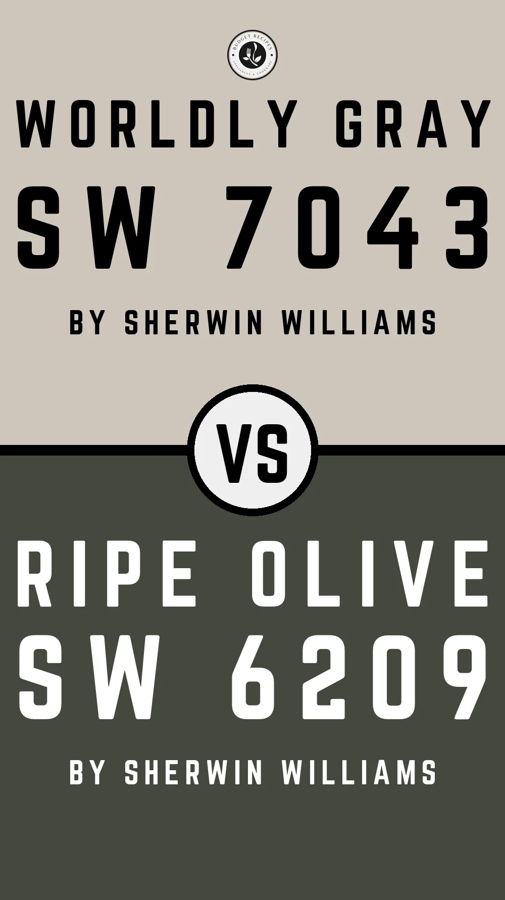 Worldly Gray by Sherwin Williams SW 7043 with Ripe Olive SW 6209