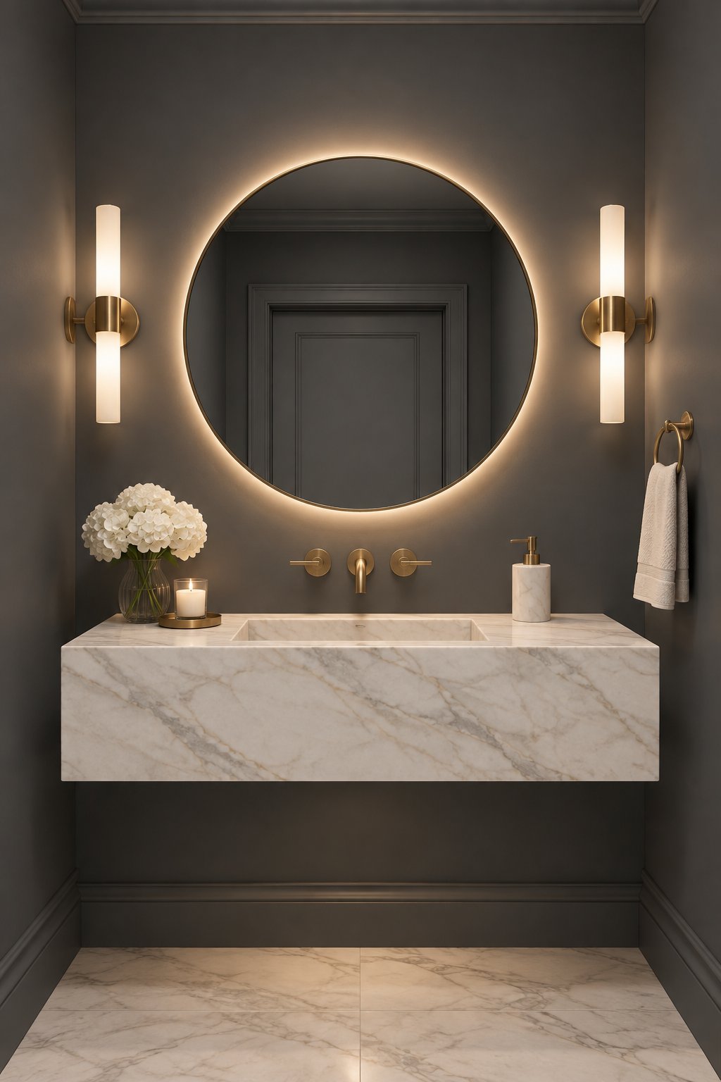 Sophisticated Bathroom Design Ideas Featuring Peppercorn by Sherwin ...