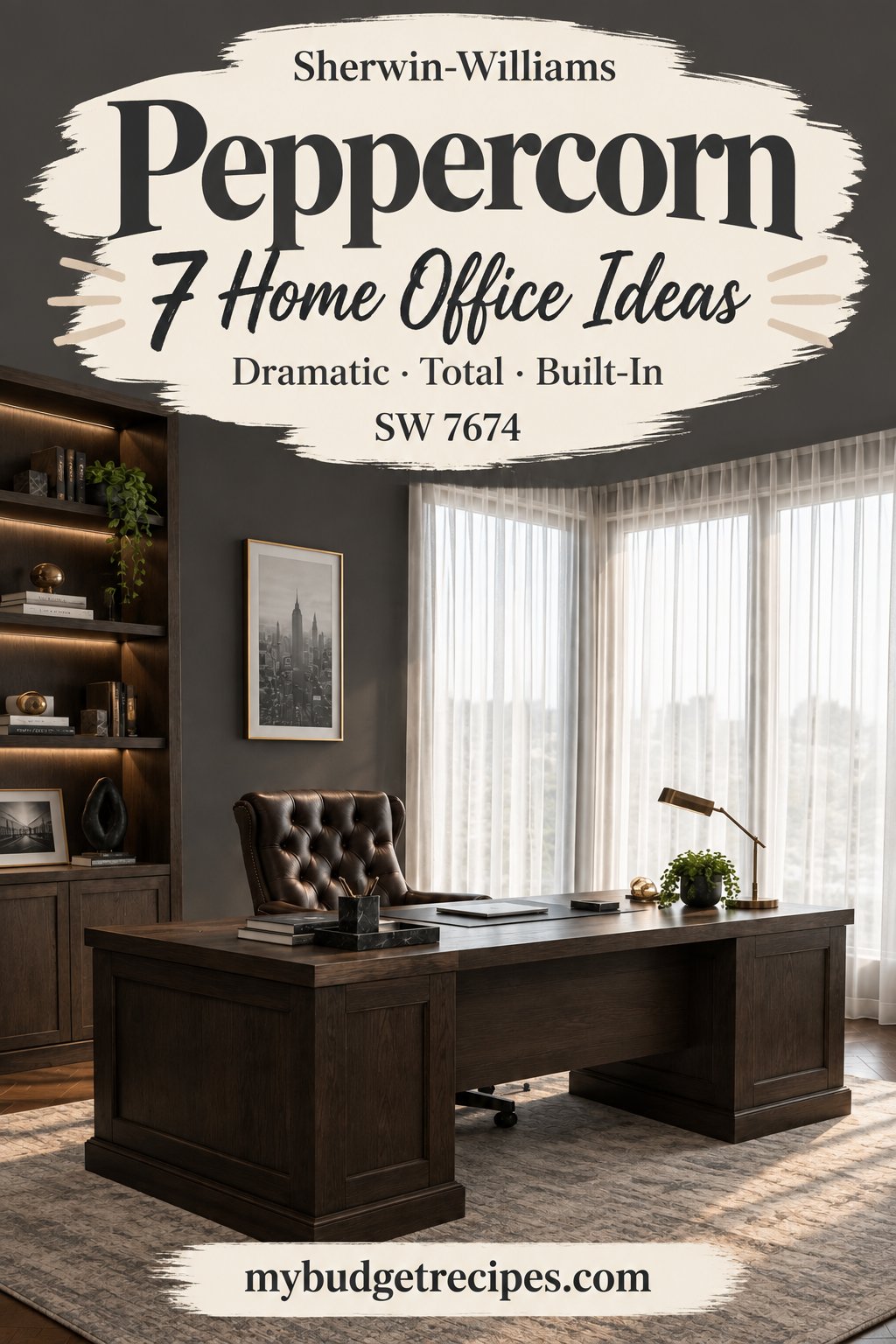 Sherwin-Williams Peppercorn: 7 Home Office Ideas