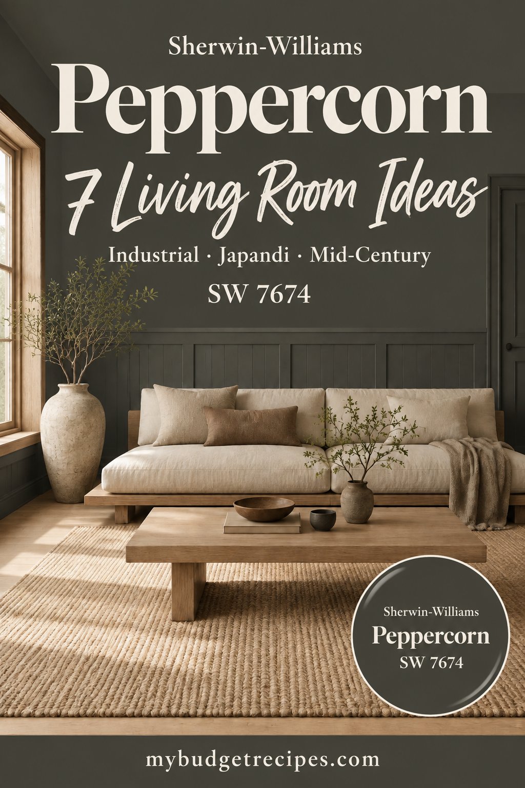 Sherwin-Williams Peppercorn: 7 Sophisticated Living Room Ideas